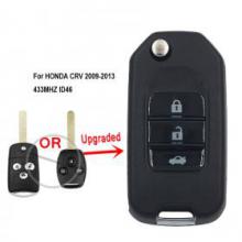 Upgraded Flip Remote Car Key Fob 3 Button 433MHZ ID46 for HONDA CRV from 2009-2013