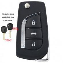 Upgraded Remote Key Fob 433MHZ 4C for Toyota Yaris Avensis Corolla P/N:89071-0D030