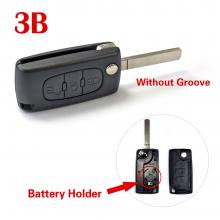3 Buttons Remote Key Shell ( Blade No Groove ) for Citroen (with Battery Holder & Lights key)