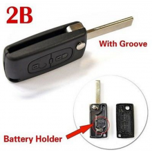 2 Buttons Remote Shell Blade with Groove for Peugeot (with battery holder)