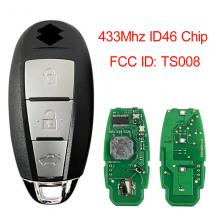 3 Button Smart Key For Suzuki Swift Kizashi Remote 433Mhz Pcf7952A /ID46 Chip FCC ID: TS008 37172-57L10