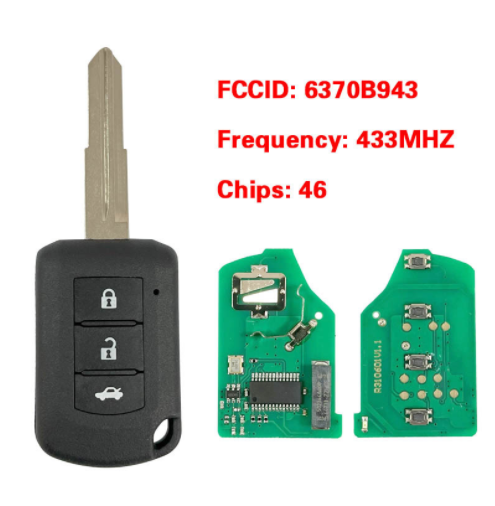 Replacement For Mitsubishi Lancer 2019 2020 J166E Head Remote Key FOB PCF7961 46 Chip 433MHz MIT11R P/N: 6370B943