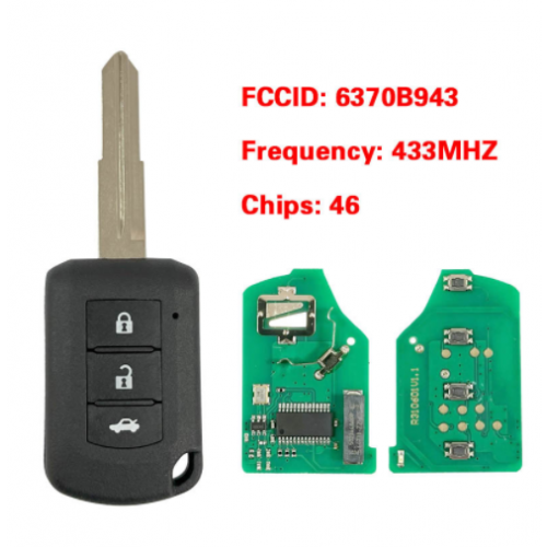 Replacement For Mitsubishi Lancer 2019 2020 J166E Head Remote Key FOB PCF7961 46 Chip 433MHz MIT11R P/N: 6370B943