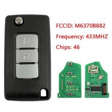 2 Buttons Flip Remote Key For Mitsubishi Pajero 2015-2021 Spare Key With 433MHz 46 Chip FCCID: M6370B882