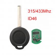 2 Buttons Remote Full Car Key Fob 315/433Mhz ID46 PCF7941 For Mitsubishi Colt 2002-2012 Cabriolet Benz Smart 454 HU56