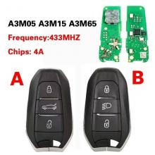 3 Buttons Remote Key For Peugeot 3008 4008 5008 433.92Mhz 4A Chip A3M05 A3M15 A3M65 3 in one Switchable