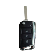 3 Button Flip Folding Metal Side Cover Case Fob Modified Auto Car Key Shell for VW Golf 7 MK7 Skoda Seat HU162 balde