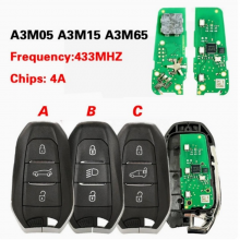 3 Buttons Remote Key For Peugeot 3008 4008 5008 433.92Mhz 4A Chip A3M05 A3M15 A3M65 3 in one Switchable