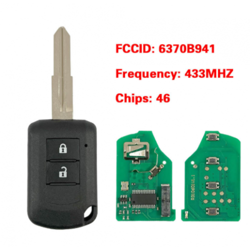 P/N: 6370B941 For Mitsubishi Mirage Outlander ASX 2016 2017 2018 2019 J166E Key Head Remote PCF7941 Chip 433MHz MIT11R