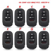 FCC ID: KR5TP-4 For Honda Accord Civic HR-V CR-V Pilot 2022 2023 433.92MHz 4A Chip Smart Key Remote Fob 72147-T20-A11
