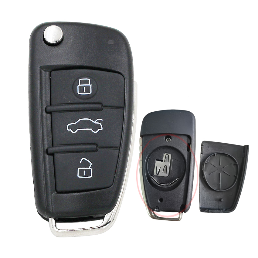 Replacement Folding Flip 3 Button Remote Car Key Shell Cover Fob For Audi A6 A6L A8 Q7 A3 A4 TT With Uncut Blade Fob