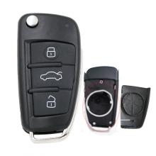 Flip 3 Buttons Remote Car Key Shell Cover Fob For Audi A3 A8 Q7 A4 TT With Uncut Blade Fob