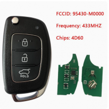 FCCID：95430-M0000 3 Buttons Remote Flip Key For 2016-2019 Hyundai Creta 433MZ 4D60 Chip